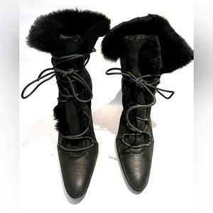 Black Tom Ford for Gucci Sheepskin High heels boots.